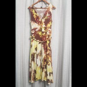 Lafayette 148 New York Yellow Multicolored Patterned Dress Knee Length Size M